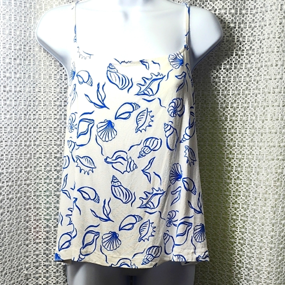 Auden White and Blue Relaxed Sleeveless Camisole